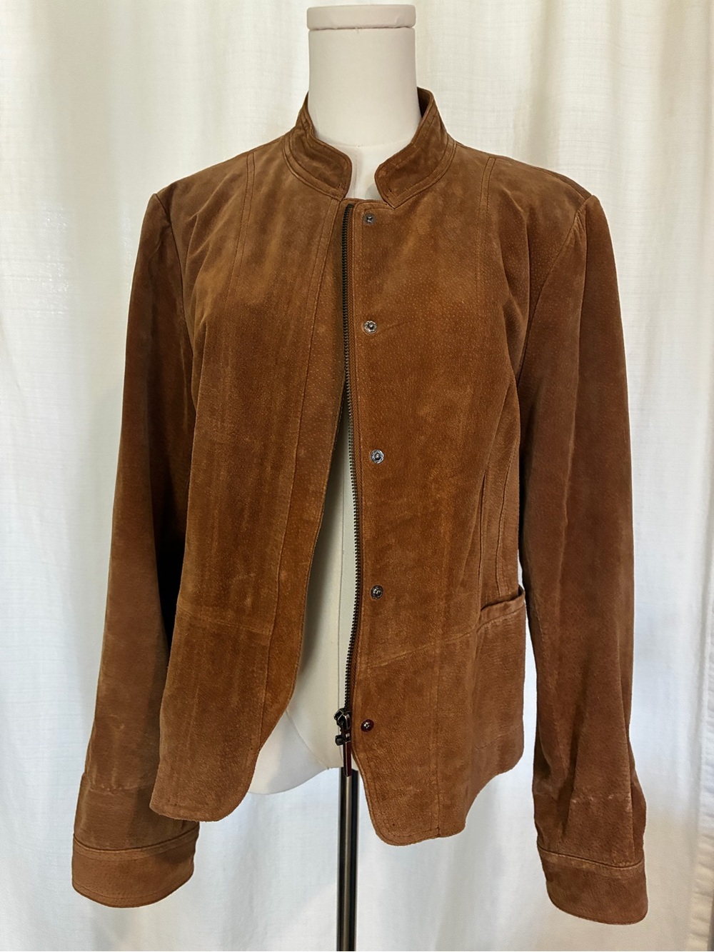 Vintage brown Suede Stand-Collar women’s Jacket